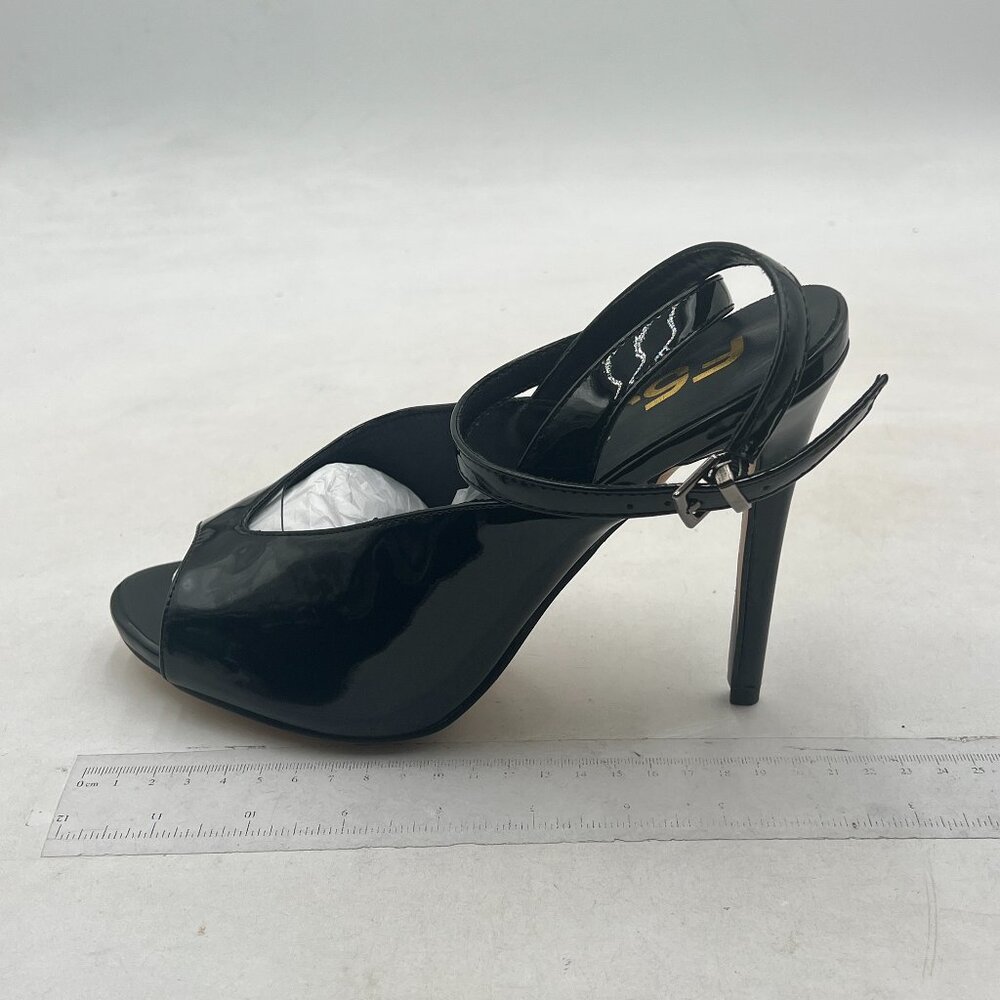FSJ Black Peep Toe Pump Ankle Strap Buckle D'Orsay Sandal Strappy High Heel Shoe